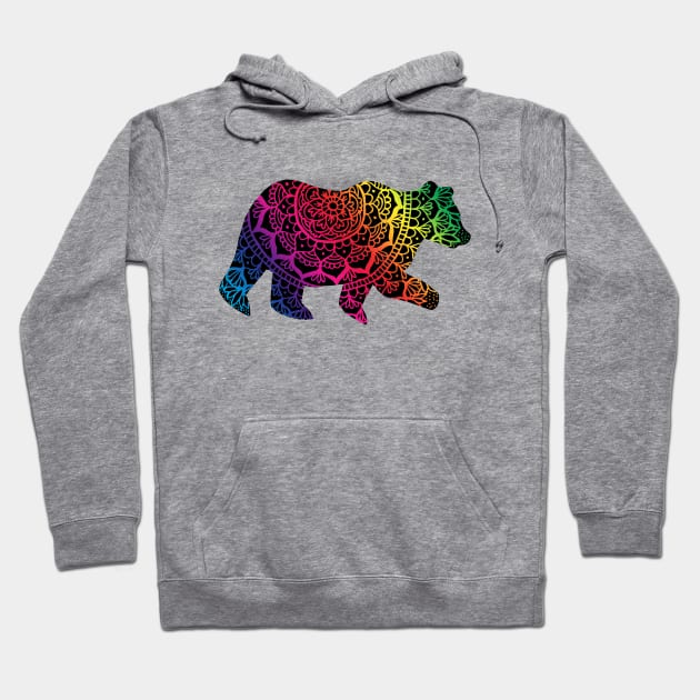 Rainbow Mandala Pride Bear Hoodie by julieerindesigns